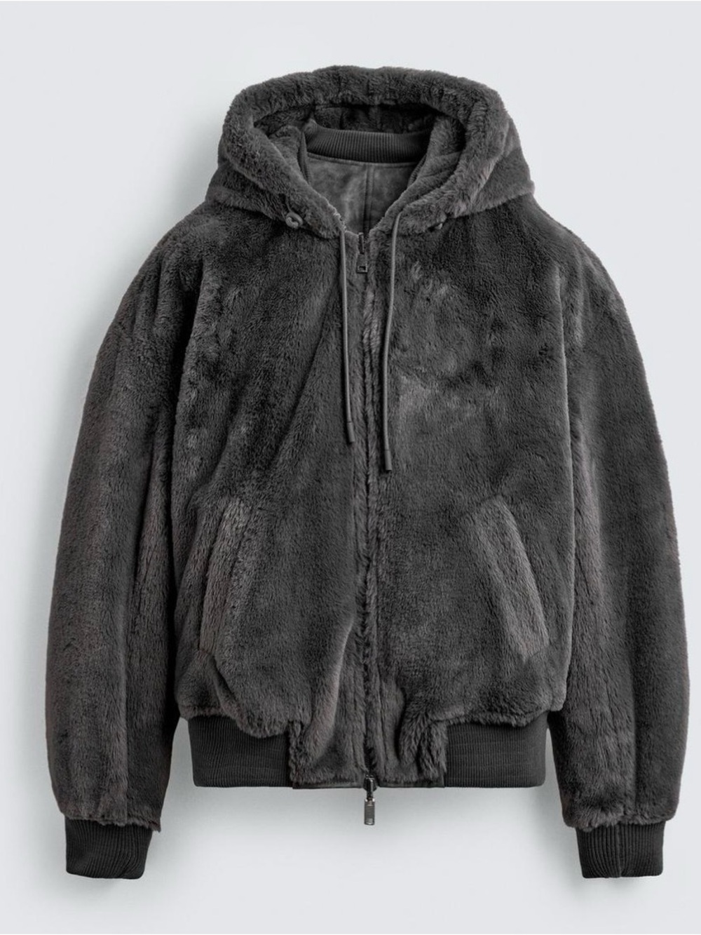 Men's Hooded Bomber Jacket in Charcoal Gray